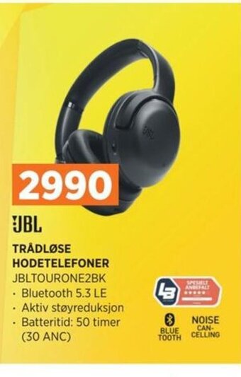 POWER JBL TRÅDLØSE HODETELEFONER JBLTOURONE2BK tilbud