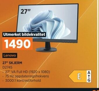 POWER Lenovo 27" SKJERM D2745 tilbud