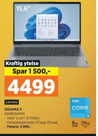 POWER Lenovo IDEAPAD 3 82H803A1MX tilbud