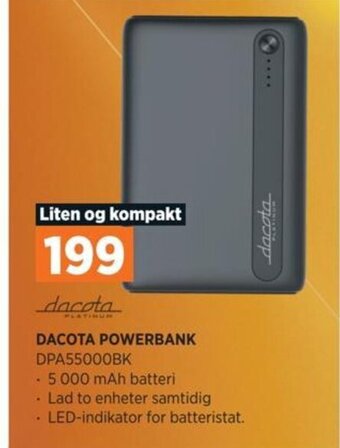 POWER DACOTA POWERBANK DPA55000BK tilbud