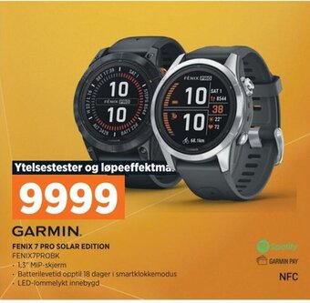 POWER GARMIN FENIX 7 PRO SOLAR EDITION FENIX7PROBK tilbud
