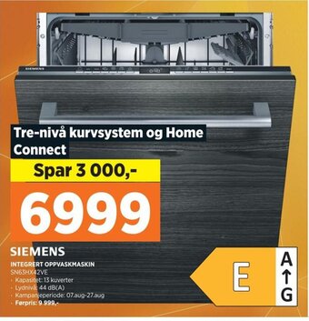 POWER SIEMENS INTEGRERT OPPVASKMASKIN SN63HX42VE tilbud