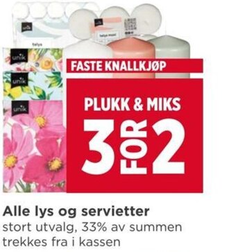 Meny Alle lys og servietter tilbud