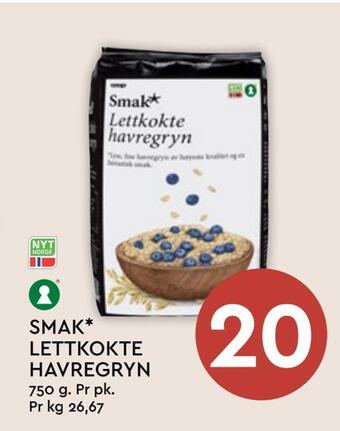 Coop Mega Smak* lettkokte havregryn tilbud