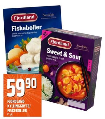 Coop Obs Fjordland kyllinggryte/ fiskeboller tilbud