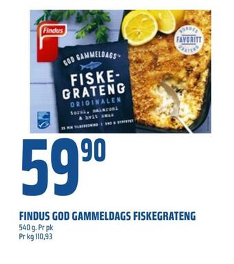 Coop Obs Findus god gammeldags fiskegrateng tilbud