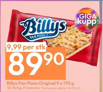 Gigaboks Billys pan pizza original 9 x 170 g tilbud