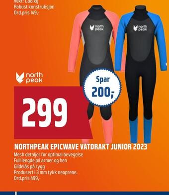 Coop Obs Northpeak epicwave våtdrakt junior 2023 tilbud