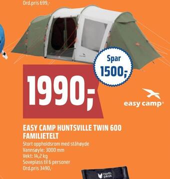 Coop Obs Easy camp huntsville twin 600 familietelt tilbud