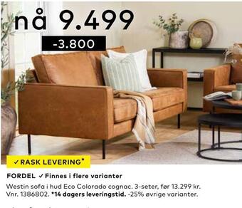 Skeidar Westin sofa tilbud