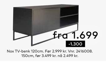 Skeidar Nox tv-benk 120cm tilbud
