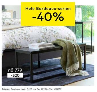 Skeidar Bordeaux benk tilbud