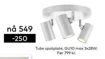 Tube spotplate, gu10 max 3x28w