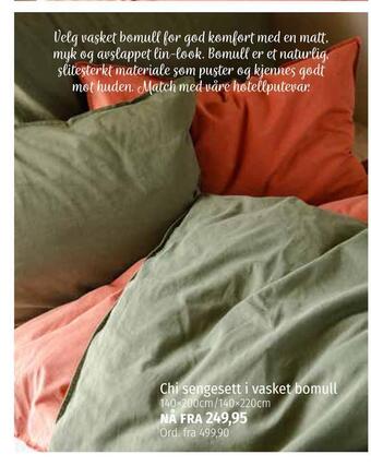 Nille Chi sengesett i vasket bomull tilbud