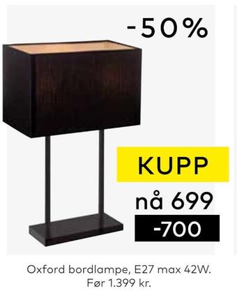 Skeidar Oxford bordlampe, e27 max 42w tilbud
