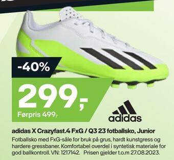 XXL Sport Adidas x crazyfast.4 fxg / q3 23 fotballsko, junior tilbud