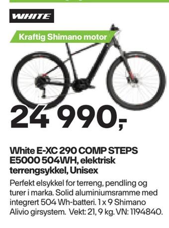 XXL Sport White e-xc 290 comp steps e5000 504wh, elektrisk terrengsykkel, unisex tilbud