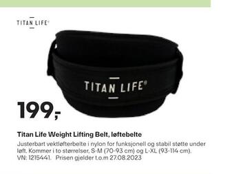 XXL Sport Titan life weight lifting belt, løftebelte tilbud