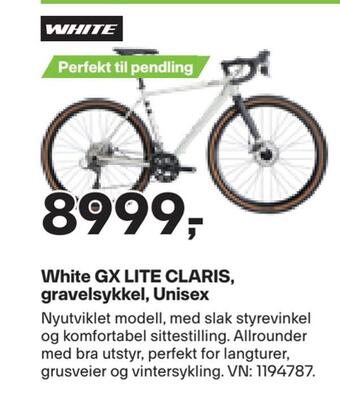 XXL Sport White gx lite claris, gravelsykkel, unisex tilbud