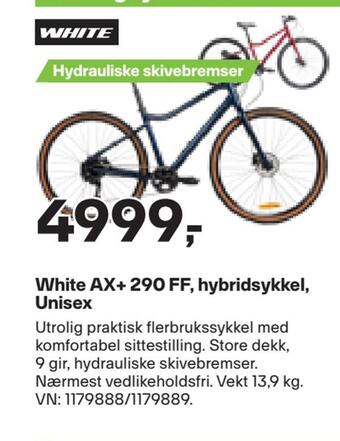 XXL Sport White ax+ 290 ff, hybridsykkel, unisex tilbud