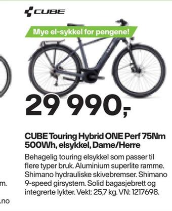 XXL Sport Cube touring hybrid one perf 75nm 500wh, elsykkel, dame/herre tilbud