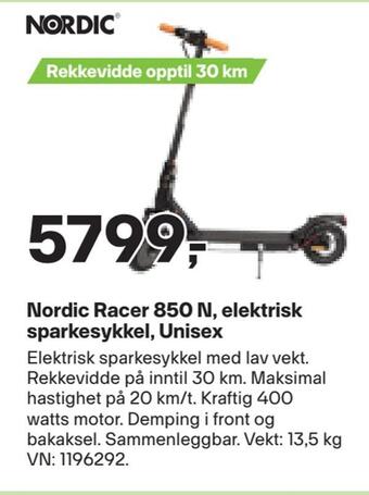 XXL Sport Nordic racer 850 n, elektrisk sparkesykkel, unisex tilbud