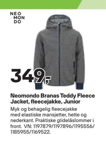 XXL Sport Neomondo branas teddy fleece jacket, fleecejakke, junior tilbud