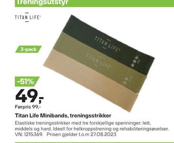 XXL Sport Titan life minibands, treningsstrikker tilbud