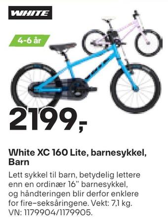 XXL Sport White xc 160 lite, barnesykkel, barn tilbud