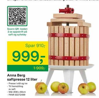 Felleskjøpet Anna berg saftpresse 12 liter tilbud