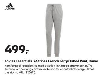 XXL Sport Adidas essentials 3-stripes french terry cuffed pant, dame tilbud
