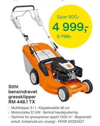 Felleskjøpet Stihl bensindrevet gressklipper rm 448,1 tx tilbud