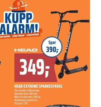 Coop Obs HEAD EXTREME SPARKESYKKEL tilbud