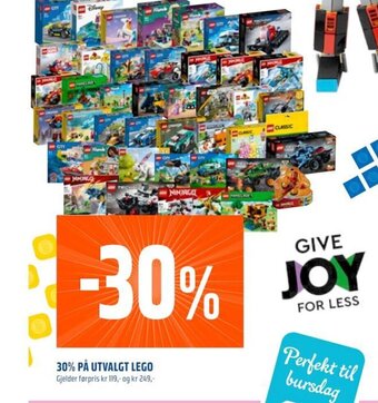 Coop Obs 30% PÅ UTVALGT LEGO tilbud