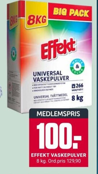 Europris EFFEKT VASKEPULVER tilbud