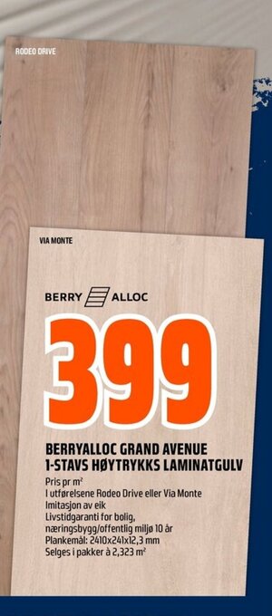 Coop Obs BERRYALLOC GRAND AVENUE 1-STAVS HØYTRYKKS LAMINATGULV tilbud