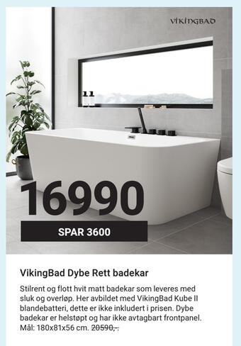 Baderingen Vikingbad dybe rett badekar tilbud