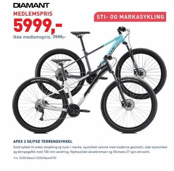 Intersport DIAMANT APEX 2 SE/FSD TERRENGSYKKEL tilbud