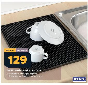 Megaflis Wenko maxi dreneringsmatte sort tilbud