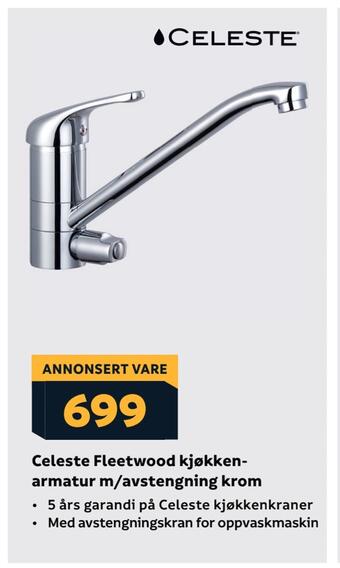 Megaflis Celeste fleetwood kjøkken armatur m/avstengning krom tilbud