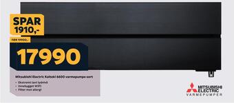 Megaflis Mitsubishi electric kaiteki 6600 varmepumpe sort tilbud
