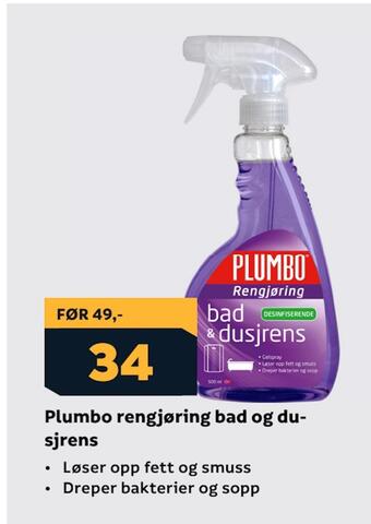 Megaflis Plumbo rengjøring bad og dusjrens tilbud