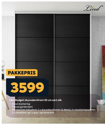 Megaflis Lind budget skyvedørsfront 82 cm sort eik tilbud