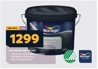 Megaflis Nordsjø metall tak sort tilbud