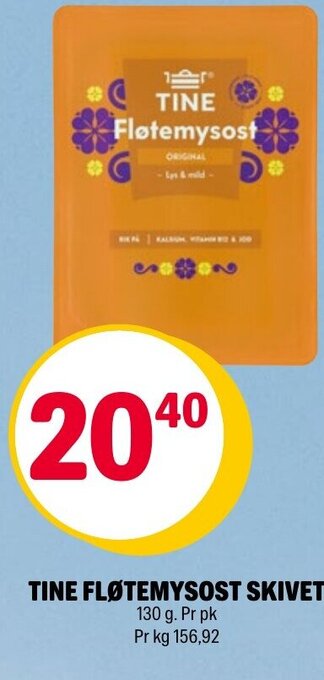Coop Extra TINE FLØTEMYSOST SKIVET 130 g tilbud