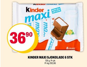 Coop Extra KINDER MAXI SJOKOLADE 6 STK tilbud