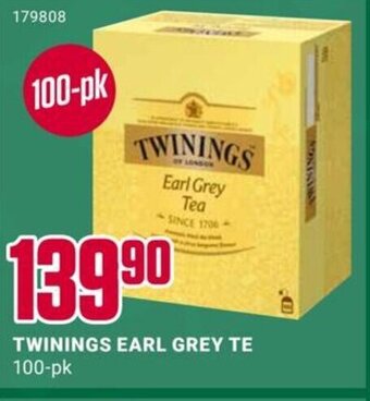 Europris TWININGS EARL GREY TE 100-pk tilbud