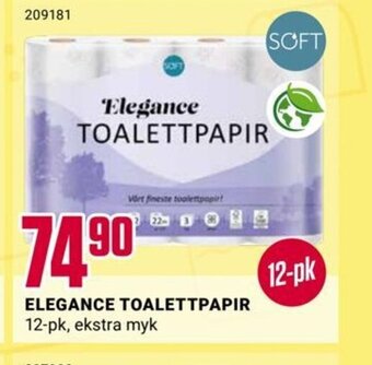 Europris ELEGANCE TOALETTPAPIR 12-pk, ekstra myk tilbud