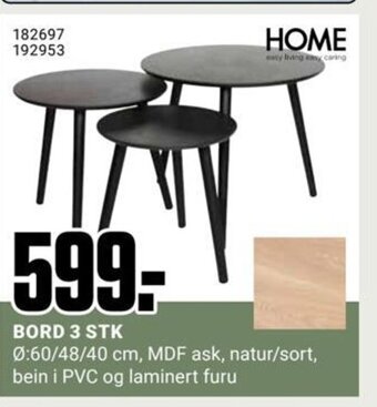 Europris BORD 3 STK tilbud