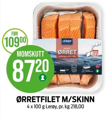 Kiwi ØRRETFILET M/SKINN 4 x 100 g Lerøy tilbud